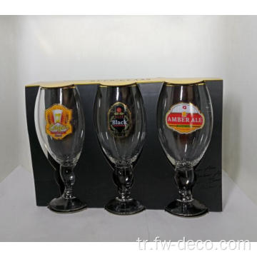 Özel logo altın kenarlı lale cam bira gözlük